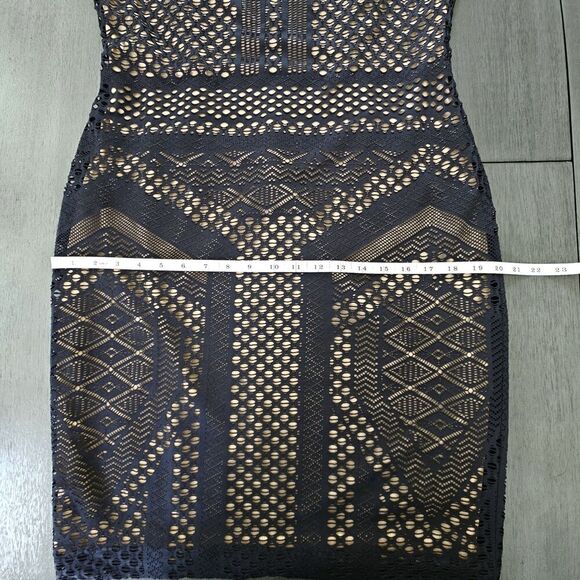 Cache Black Mesh Lace Illusion Cocktail Party Dress Size 14 Whimsy Goth Grunge - Picture 3 of 8